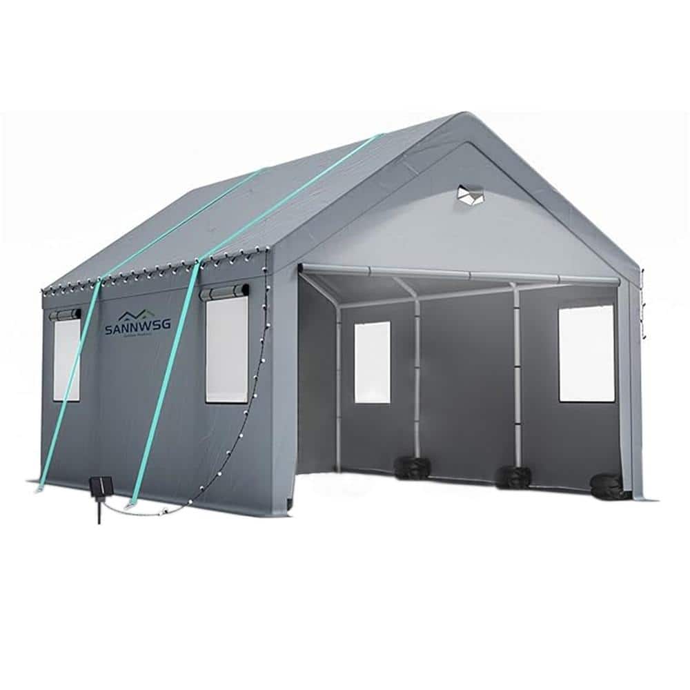 12 ft. x 20 ft. Heavy Duty All-Season Carport Canopy with Roll-Up Window, P