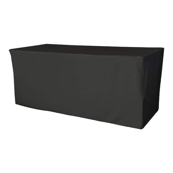 LA Linen 72 in. L x 30 in. W x 30 in. H Black Polyester Poplin Fitted Tablecloth