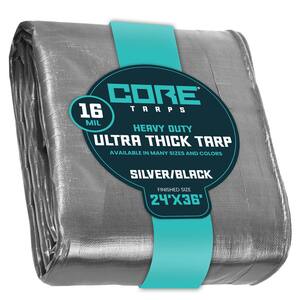 24 ft. x 36 ft. Silver and Black Polyethylene Heavy Duty 16 Mil Tarp Waterproof UV Resistant Rip and Tear Proof