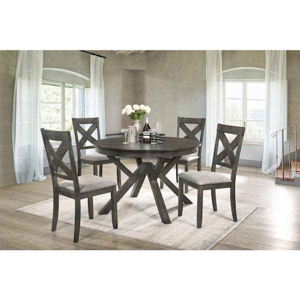 NEW CLASSIC HOME FURNISHINGS New Classic Furniture Gulliver 5-piece Wood Top Round Dining Set, Rustic Brown