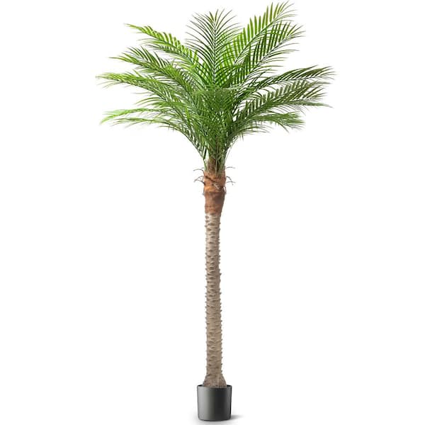 Unbranded 8 ft. Green Plant 96 in. Artificial Phoenix Palm Tree with Black Pot With Adjustable Leaves Large Faux Sago Palm Tree