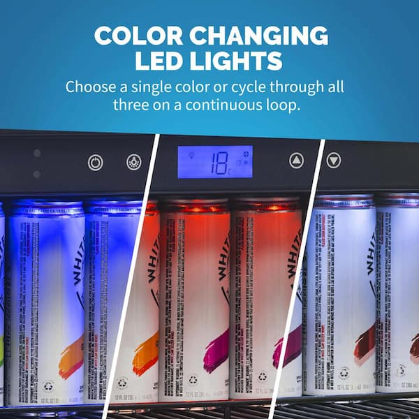Built-in Premium 24 in. 224 Can Beverage Cooler Color Changing LED Lights, Seamless Stainless Steel Door