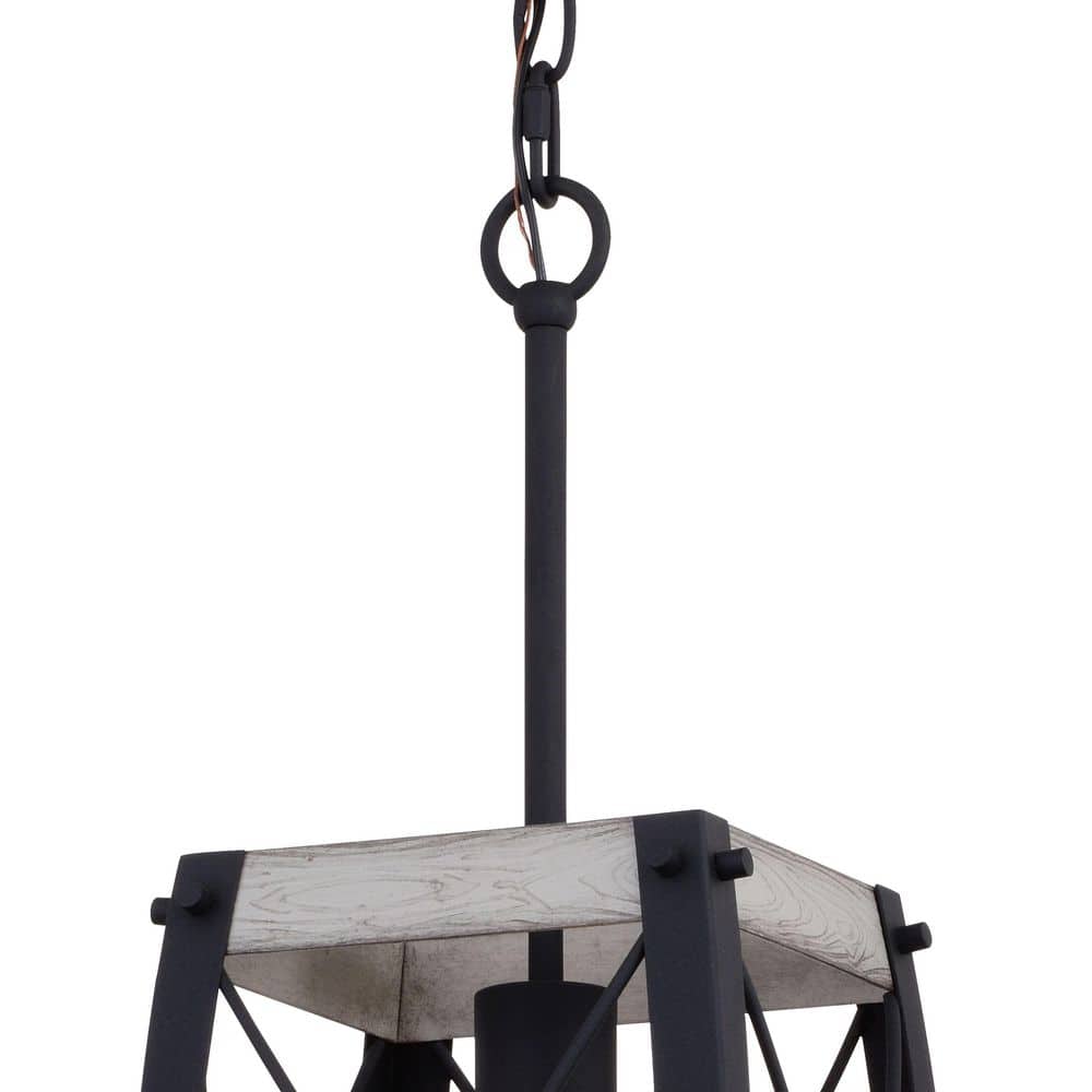 Textured Black and White Ash Farmhouse Mini Pendant Light
