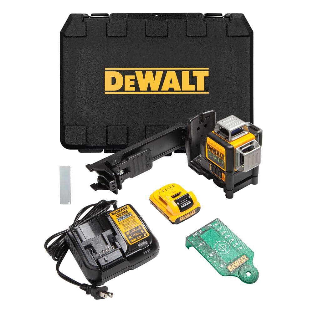 DEWALT 12V MAX Lithium-Ion 100 ft. Green Self-Leveling 3-Beam 360 Degree  Laser Level with 2.0Ah Battery, Charger and Case DW089LG - The Home Depot