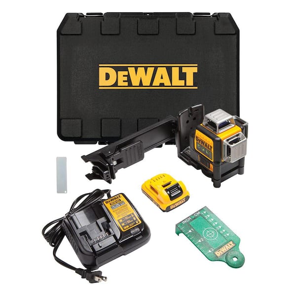 DEWALT 12V MAX Lithium-Ion 100 ft. Green Self-Leveling 3-Beam 360 Degree Laser Level with 2.0Ah Battery, Charger and Case