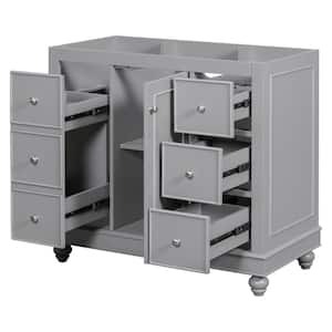 35.28 in. W x 18.2 in. D x 32.87 in. H Bath Vanity Cabinet without Top in Gray