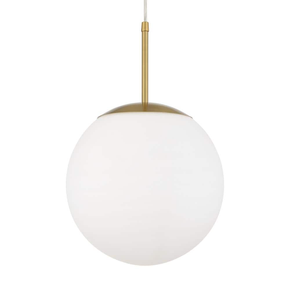 14" Globe Pendant Light with Clear Glass Shade and Satin Brass Finish