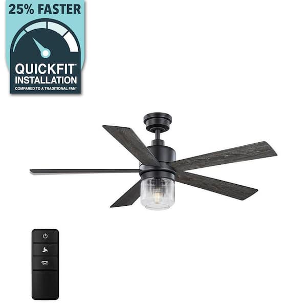 52 in. Veterno Indoor Matte Black LED Ceiling Fan with Remote Control