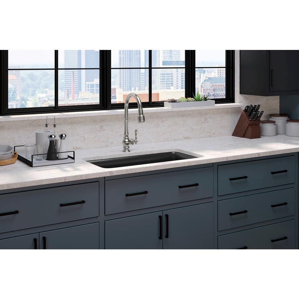 Vibrant Stainless Steel Pull-Down Kitchen Faucet with Spray