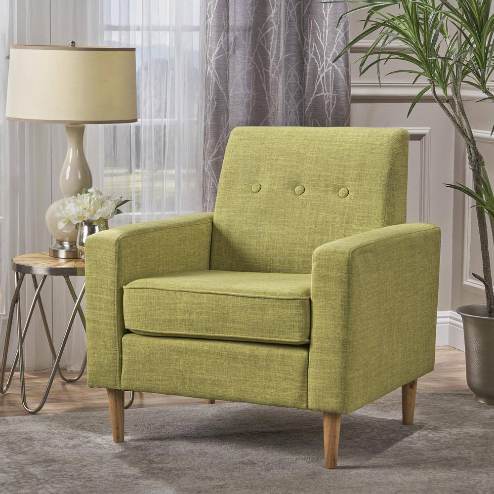 Muted Green Mid Century Modern Fabric Club Chair