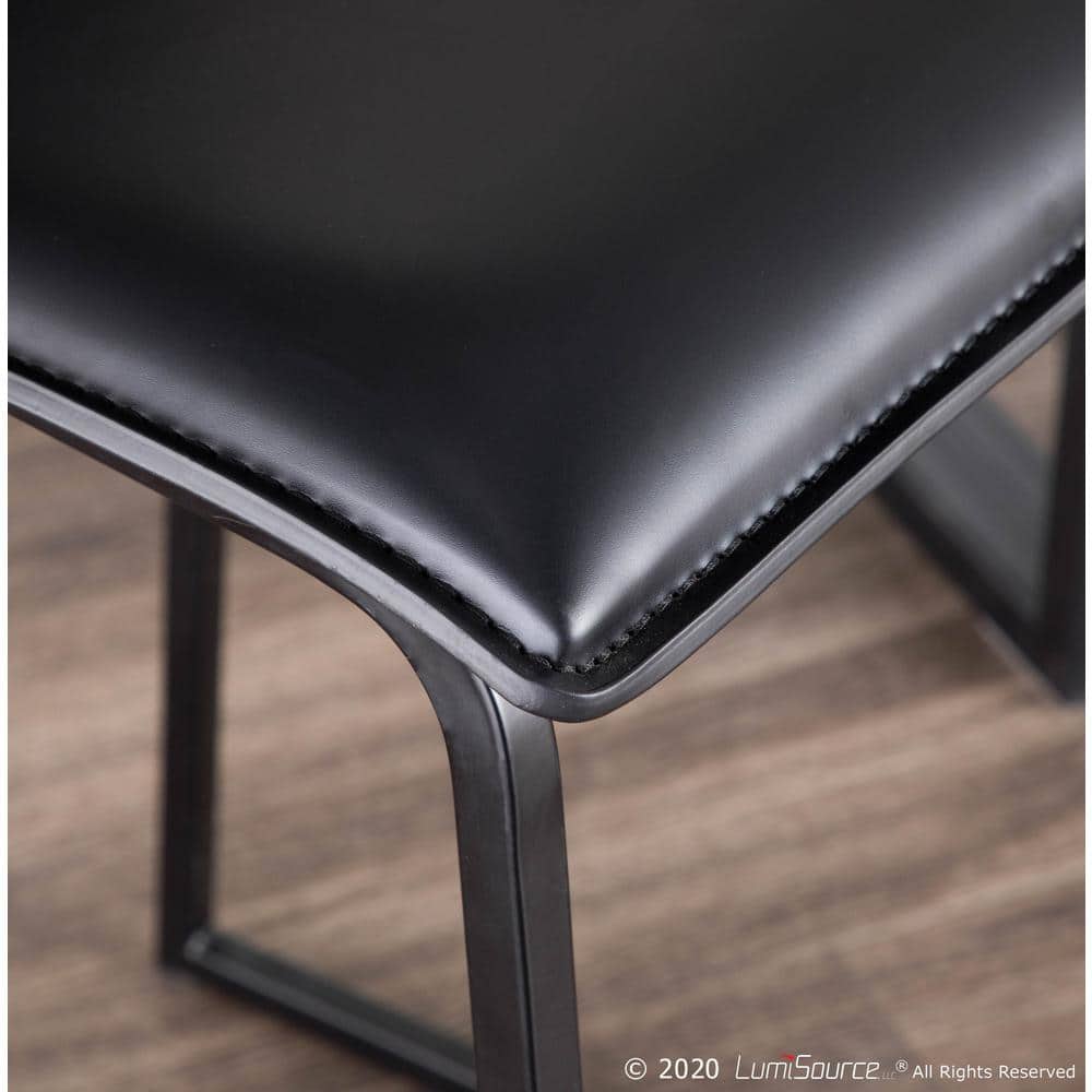 Mara 26" Black Faux Leather and Metal Counter Stools Set