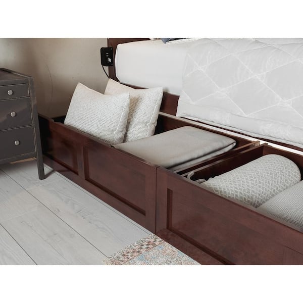 Antique Walnut Queen/King/Twin Extra Long Bed Drawer (Set of 2)