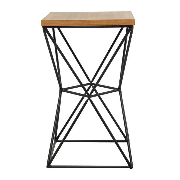 Litton Lane 14 in. Black Square Wood End Table with Brown Top 042391 ...