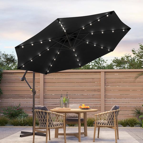 lighted umbrella patio Solar w/ Light Bulbs Tilt 3-Tiered 9ft 8-Rib You dont need to close your patio umbrella the moment the Sun goes down Galtech 11 Ft Aluminum Patio