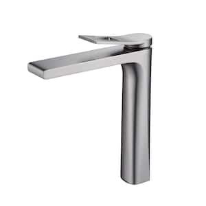 Single Handle Single Hole Bathroom Faucet with Supply Lines and Spot Resistant in Brushed Nickel