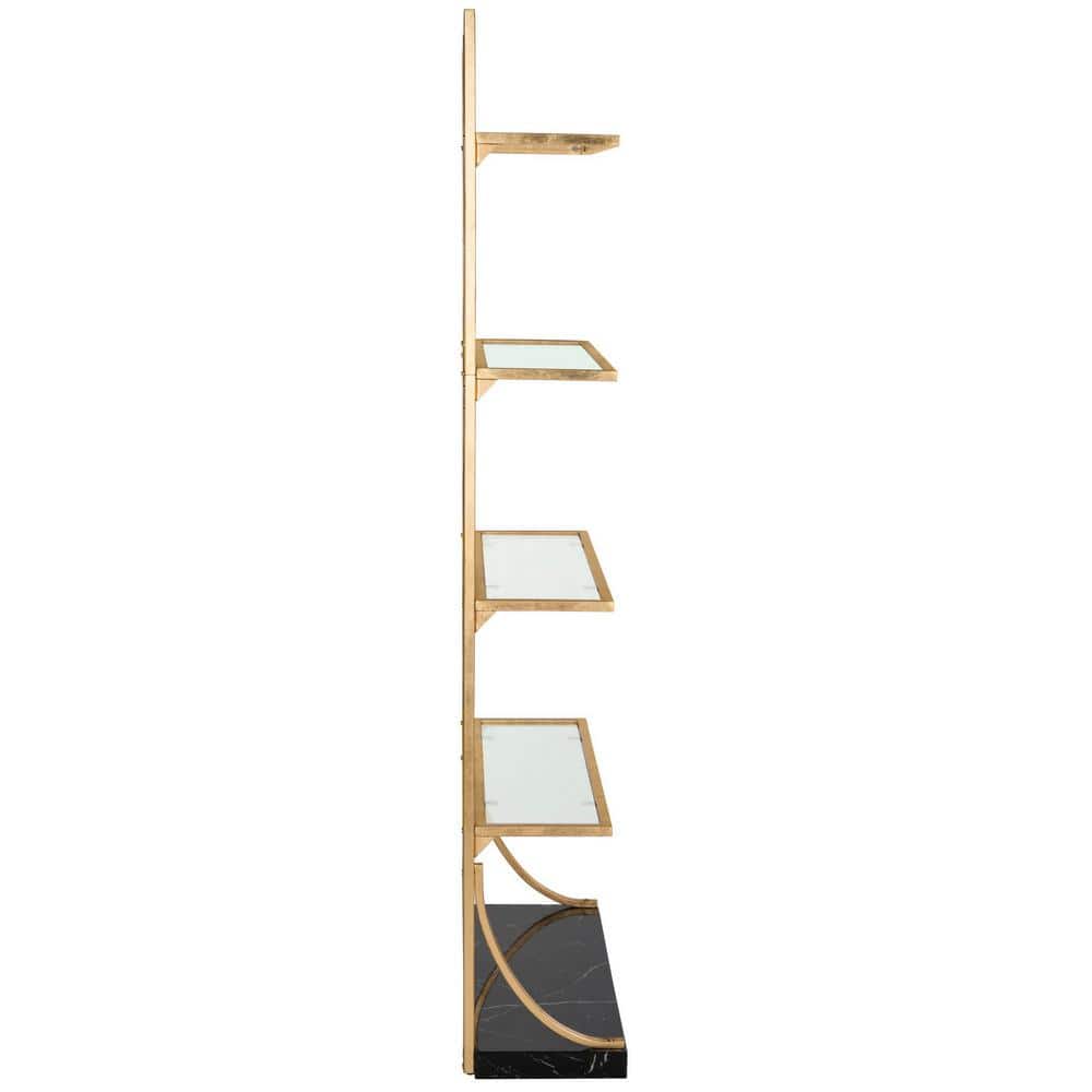 Black and Gold Glass 4-Tier Marble Base Etagere