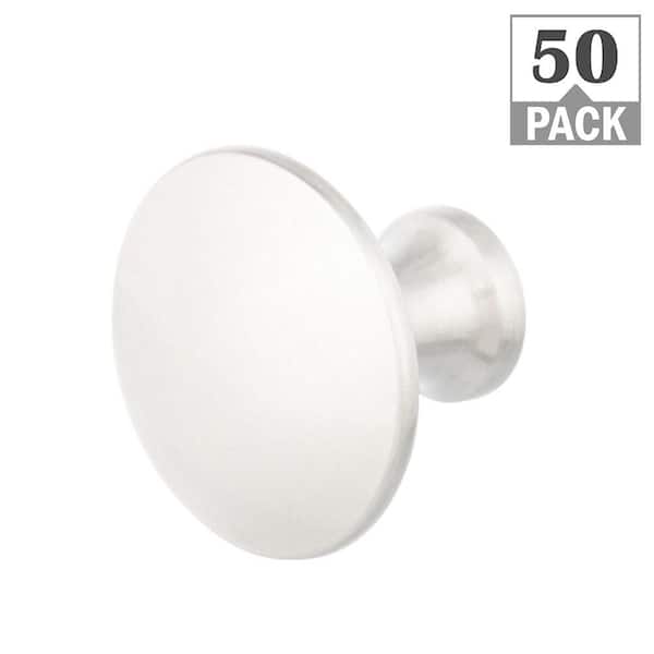 Everbilt Refined 1-3/16 in. Satin Nickel Classic Round Cabinet Knob (50-Packs)