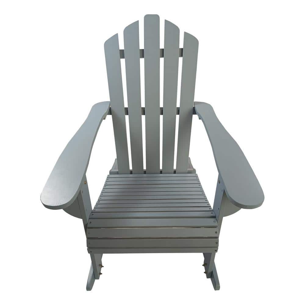 1-Piece Outdoor Classic Gray Folding Wood Adirondack Chair for Patio Deck B