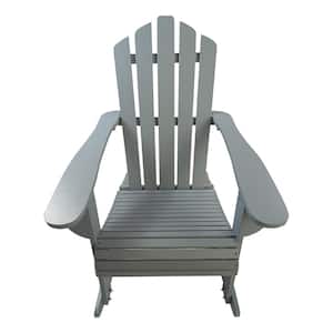 1-Piece Outdoor Classic Gray Folding Wood Adirondack Chair for Patio Deck Backyard
