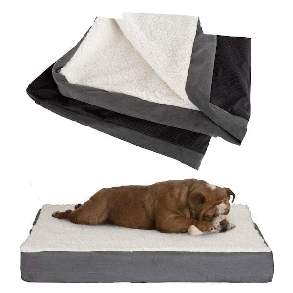 Unbranded Medium Dog Bed Replacement Cover Pet Duvet with Sherpa Top, Non-Slip Bottom-Dog Bed Washable Removable Cover