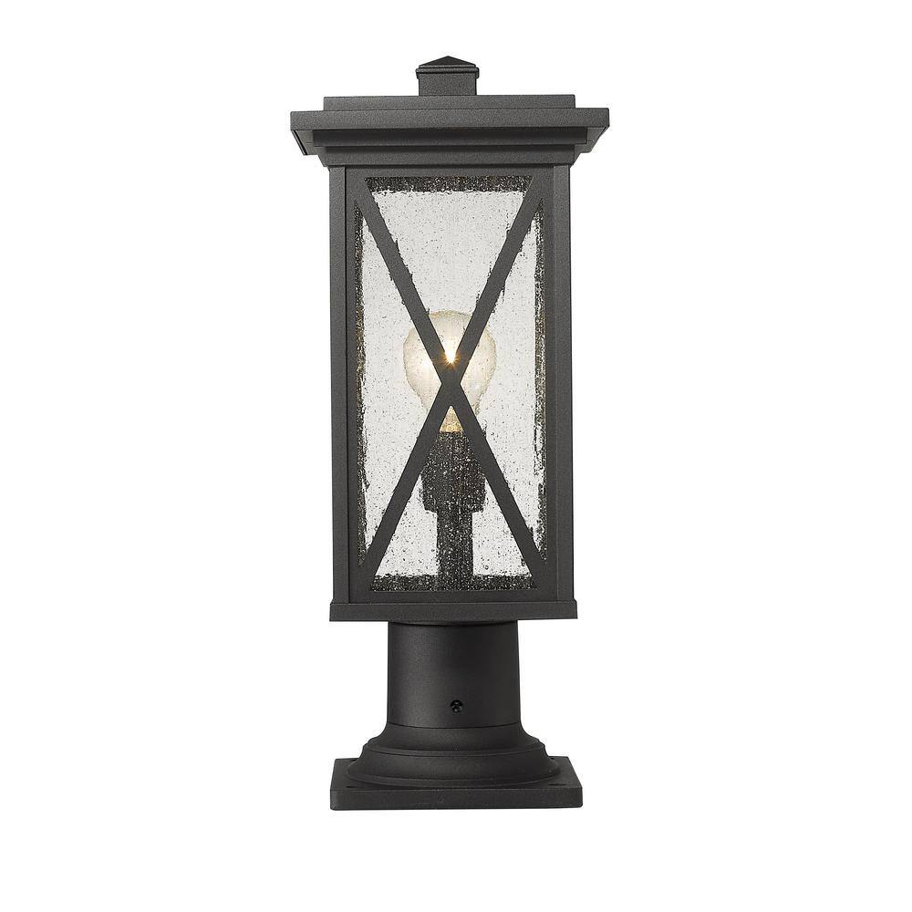 Brookside Black Aluminum and Glass Outdoor Lantern