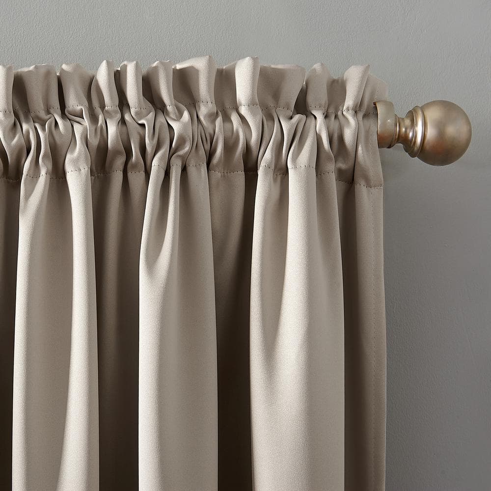 Stone Polyester Blackout Rod Pocket Curtain Panel, 52" x 84"