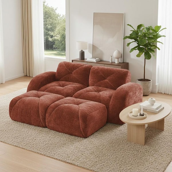 Homy Casa SAND 80.3 in. Oversize U-Shape Modular Velvet 2-Seat