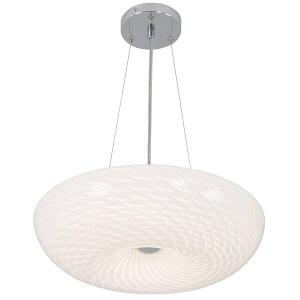 Varaluz Swirled 100-Watt Chrome Integrated LED 15.5 in. W Pendant with Swirled Glass Shade