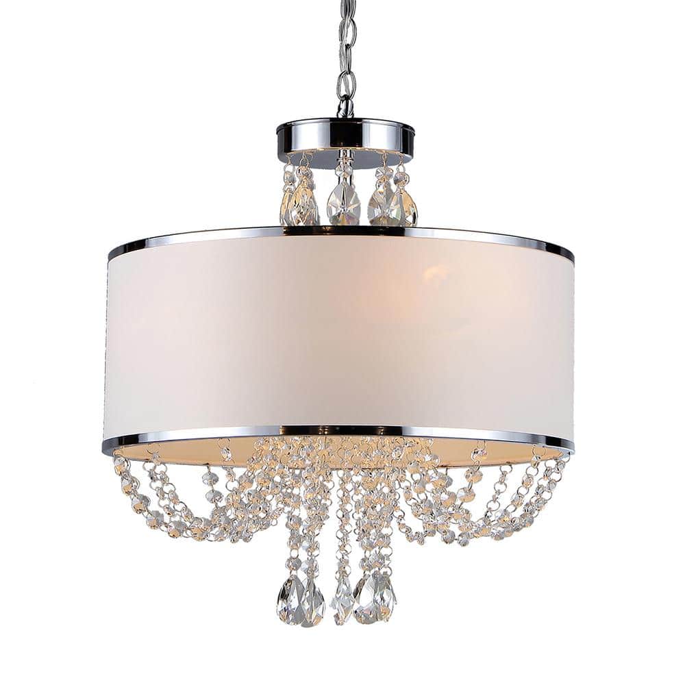 Hera 17'' Chrome and Crystal 4-Light Chandelier