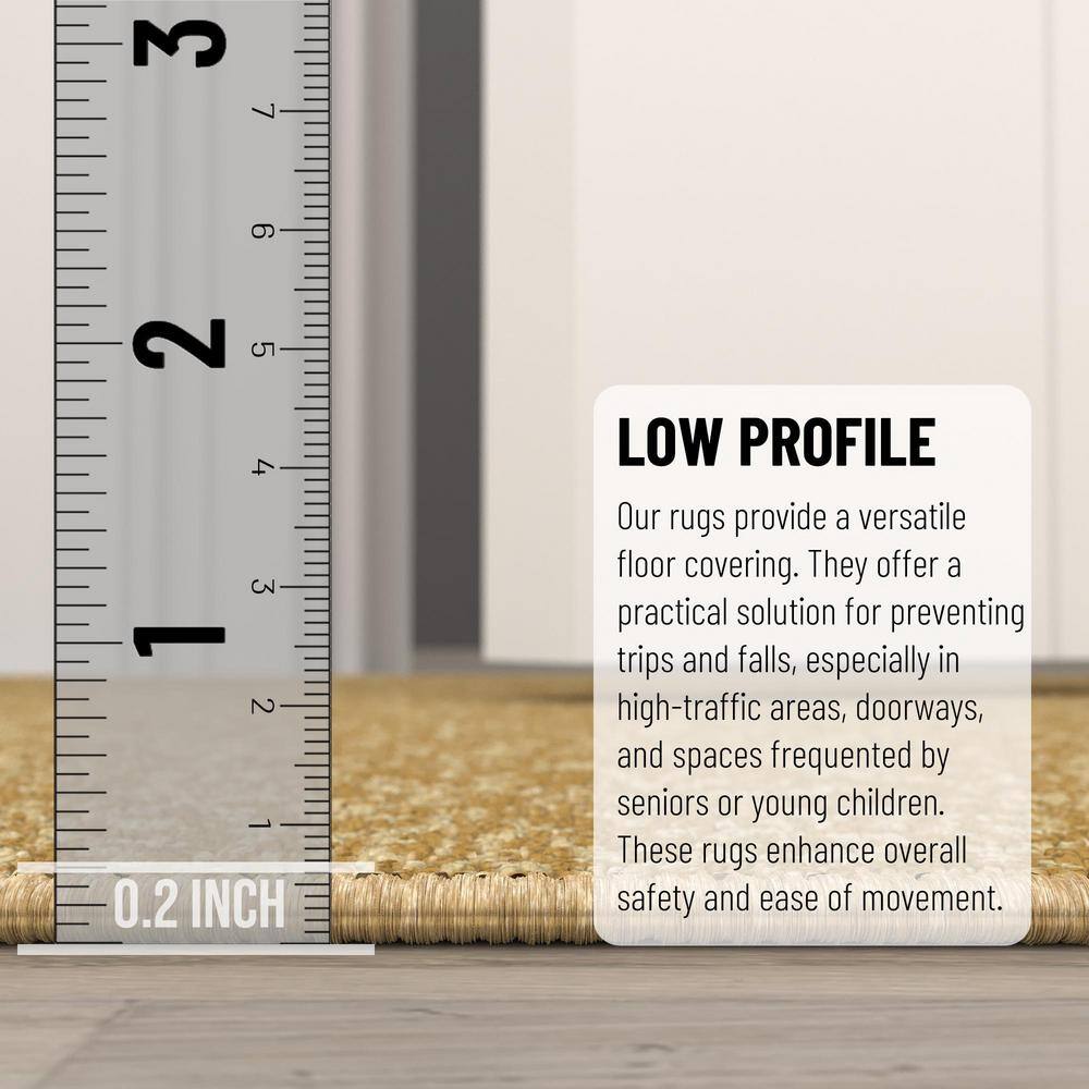 Beige Polyamide Non-Slip Rubberback Runner Rug for Kitchen