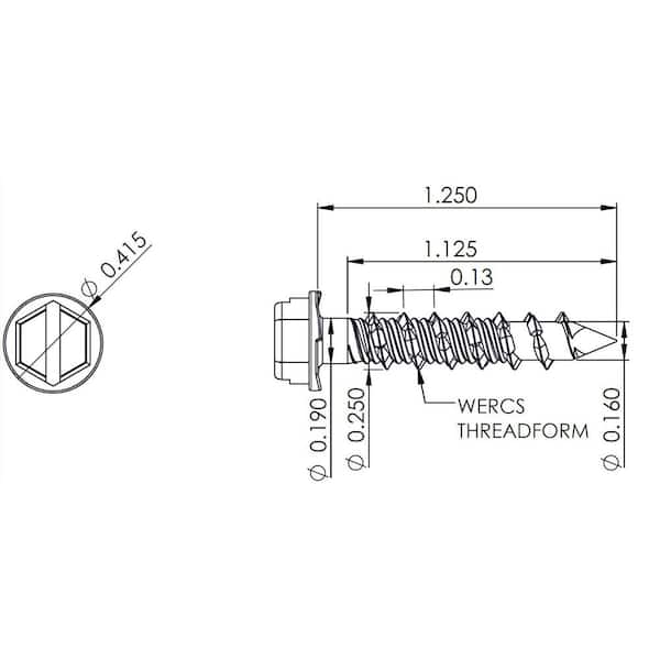 Tapcon+ Tapcon 1/4x1-1/4-inch Hex Head Black Concrete Screw Anchors