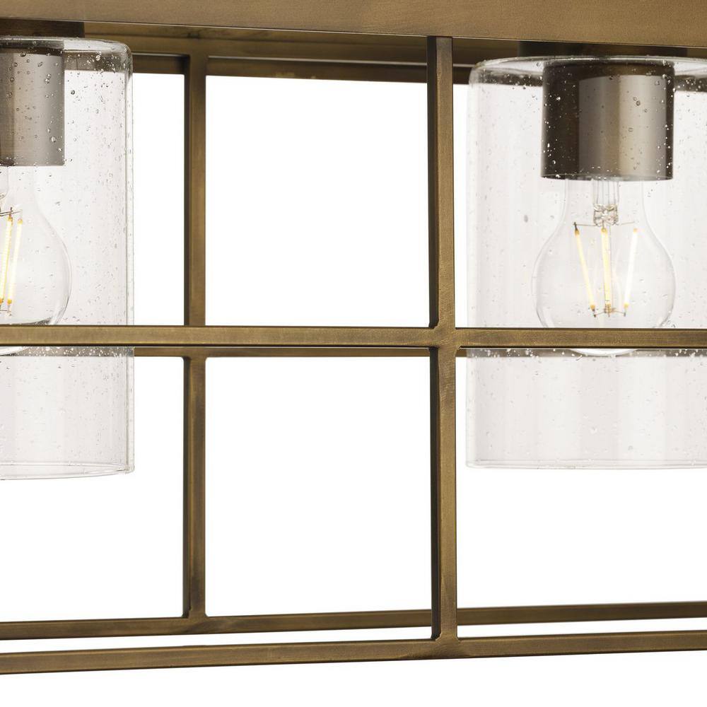 Burgess Aged Bronze 44'' Modern Farmhouse Island Light with Seeded Glass