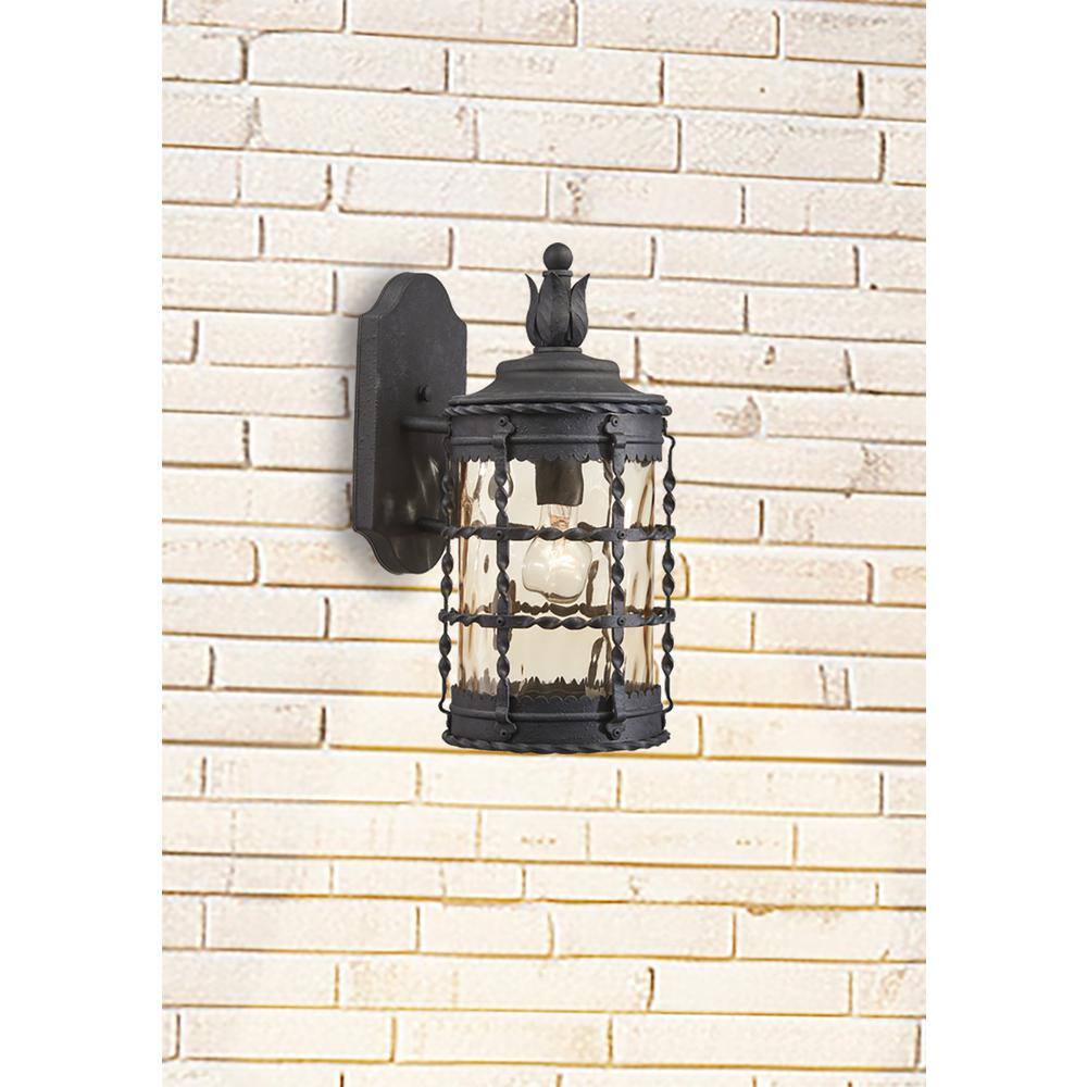 Spanish Iron Outdoor Wall Mount Light with Champagne Glass