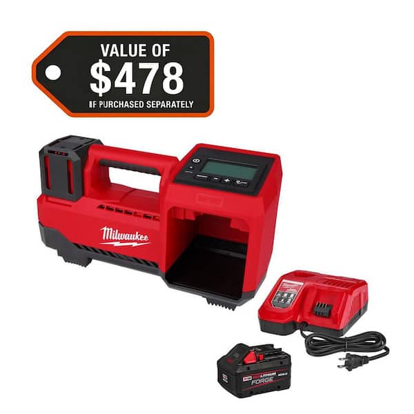 M18 18-Volt Lithium-Ion Cordless Electric Portable Inflator w/ 8.0 Ah Starter Kit