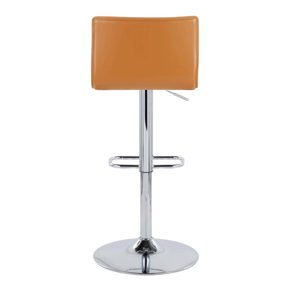 Camel Faux Leather Adjustable Swivel Bar Stools with Chrome Base