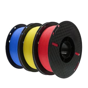 1.75 mm 8 in. Plastic 3D Printer Filament PLA Material No-Tangling For 3D Printing, 0.25 KG x 3 (Red, Yellow, Blue)