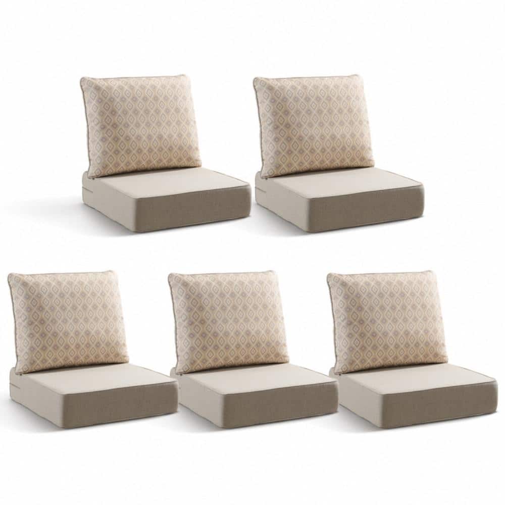 Duraolex 22in. W x 24in. D x 6in. Thick 10-Piece Deep Seating Outdoor Lounge Chair Olefin Cushion, Beige/Diamond Geo price history on PriceWatchPro