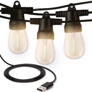 Ambience Pro 10-Light 24.5 ft. Black Indoor/Outdoor USB NonHanging LED 1-Watt S14 2700K Warm White Bulb String Lights