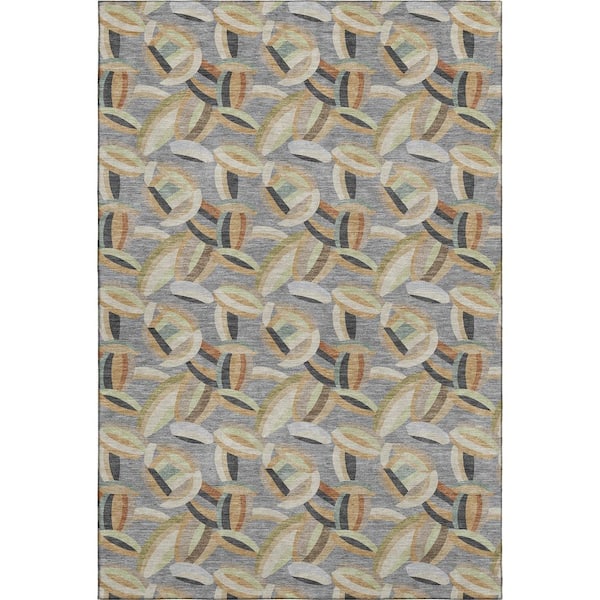 Mayfield Premium Machine Washable Abstract AMF2454 Gray 5 ft. x 7 ft. 6 in. Area Rug