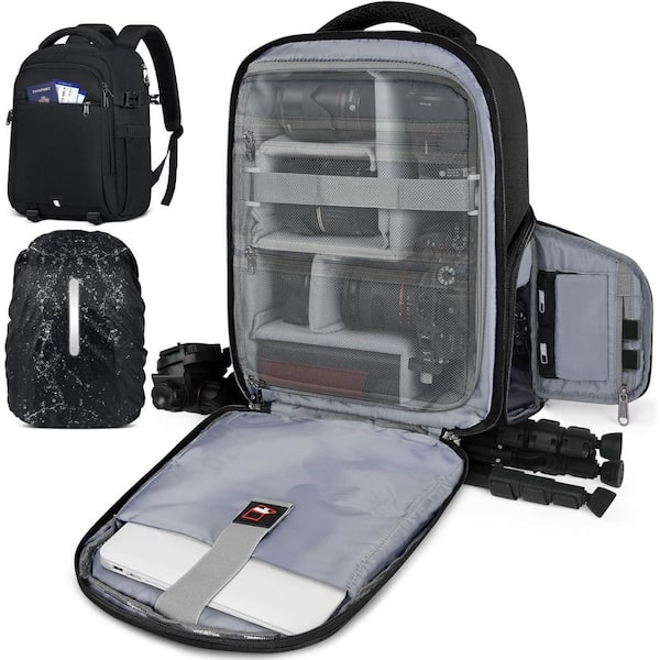 Camera Backpack with Laptop Compartment Weatherproof Anti-Theft Design for DSLR SLR Mirrorless Black