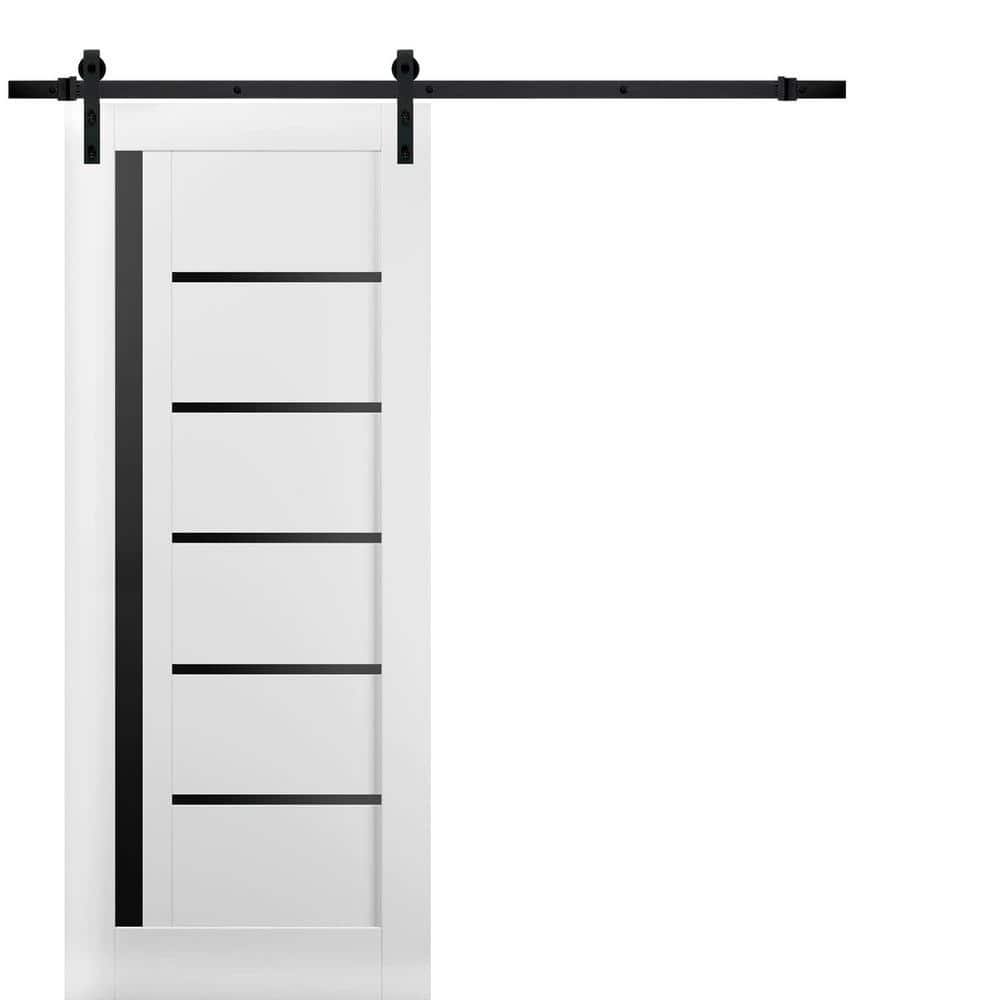 Assembly Required 32 in. x 96 in. 1-Panel Tinted Glass White Wood Solid MDF Sliding Barn Door with Hardware Kit price history on PriceWatchPro