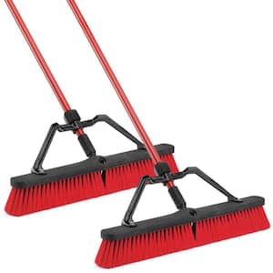 24 in. Multi-Surface Push Broom Set with Brace and Handle (2-Pack)