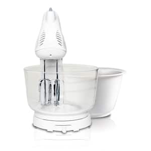 Power Deluxe 4 qt. 6-Speed White Stand Mixer with 2-Bowls