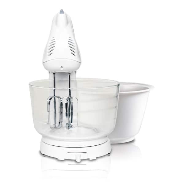 Hamilton Beach Power Deluxe 4 qt. 6-Speed White Stand Mixer with 2-Bowls