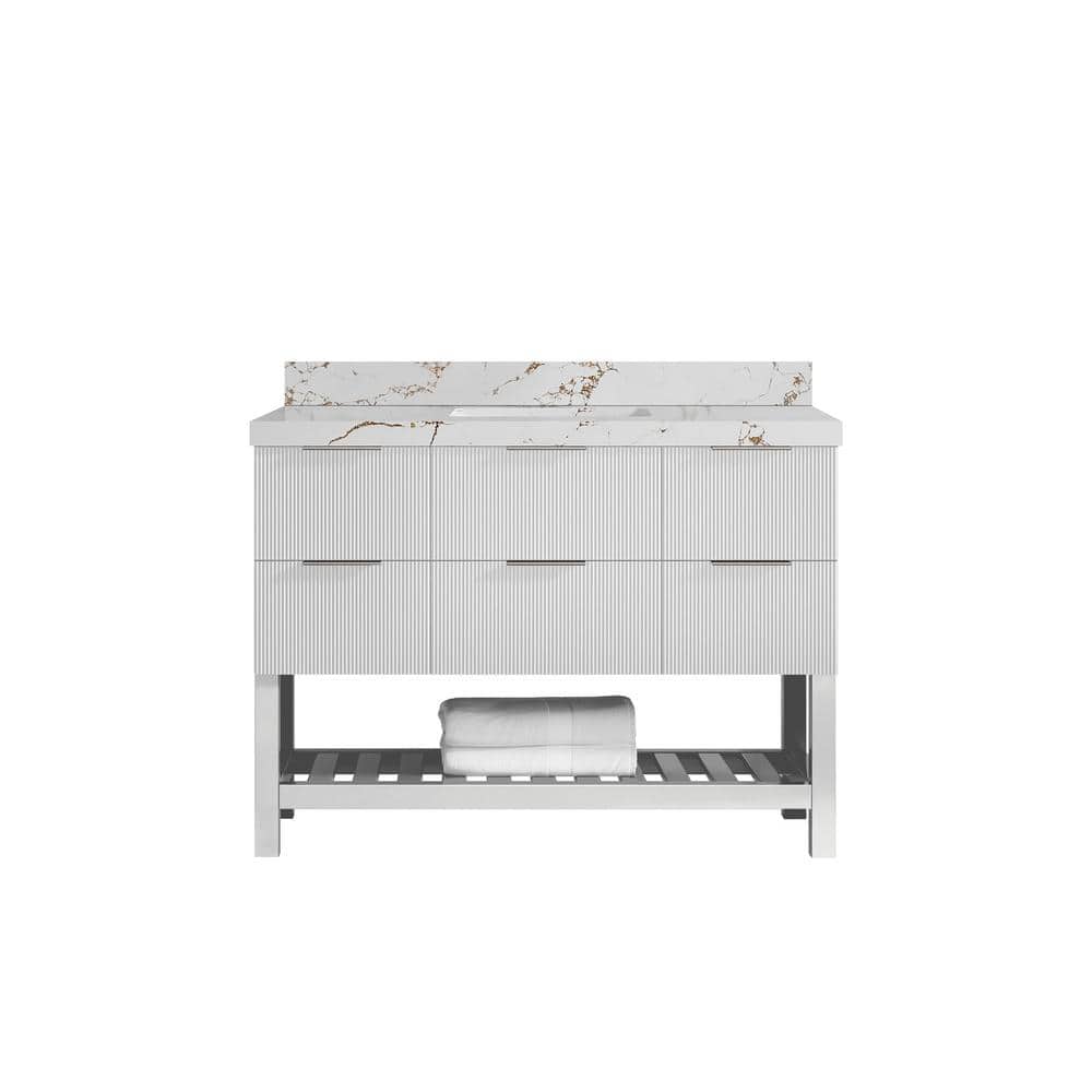 Catalina 48 in. W x 22 in. D x 36 in. H Single Sink Bath Vanity in White with 2 in. Viola Brown qt. Top price history on PriceWatchPro