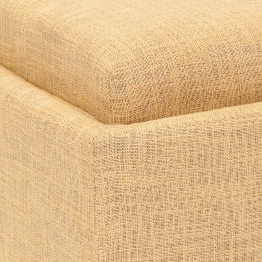 Harrison Gold Upholstered Ottoman with Reversible Tray