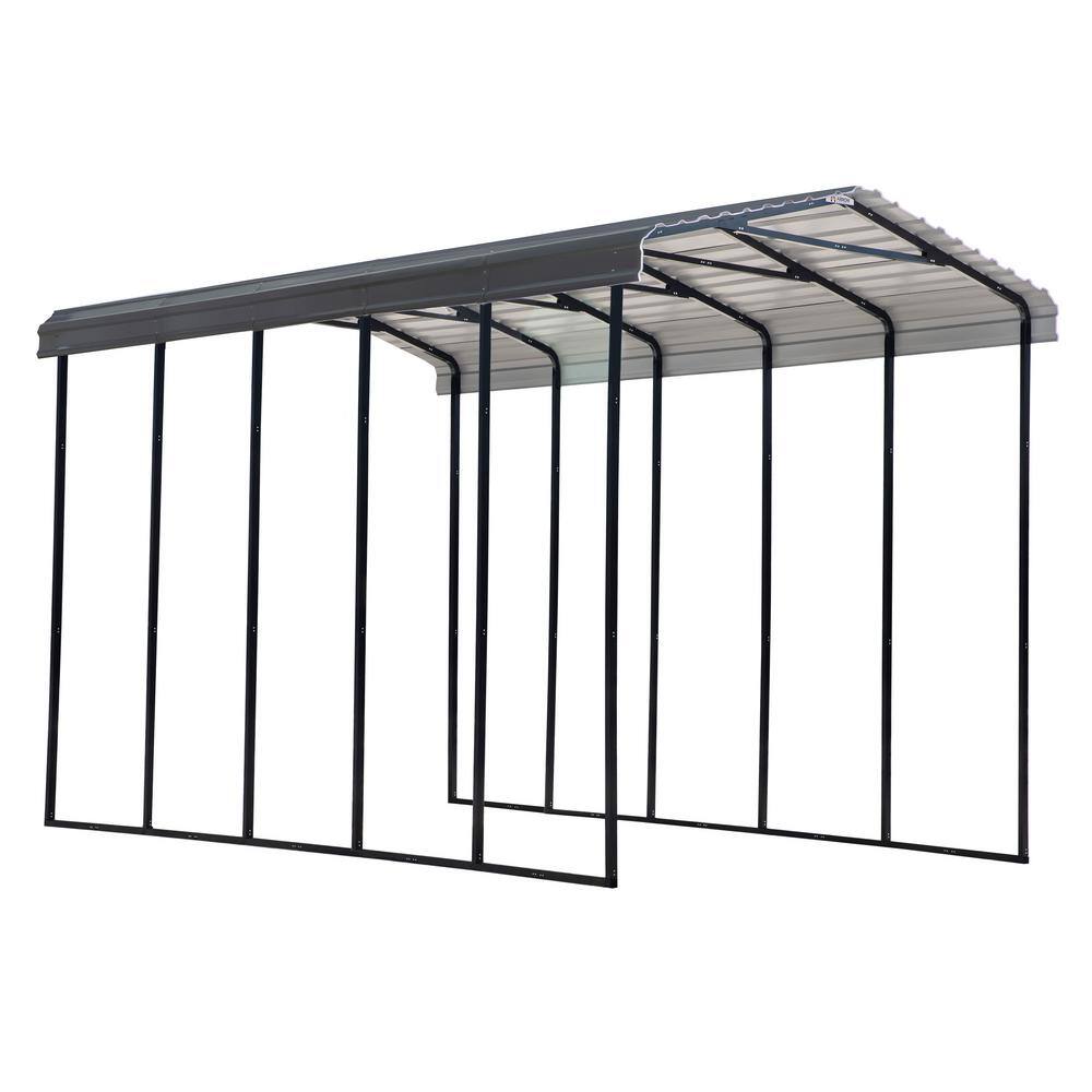 Charcoal Galvanized Steel Peak Roof Carport Kit, 14' x 24'
