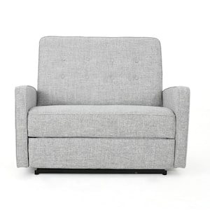 Calliope 47 in. Light Gray Tweed Button Tufted Polyester 2-Seater Reclining Loveseat with Square Arms