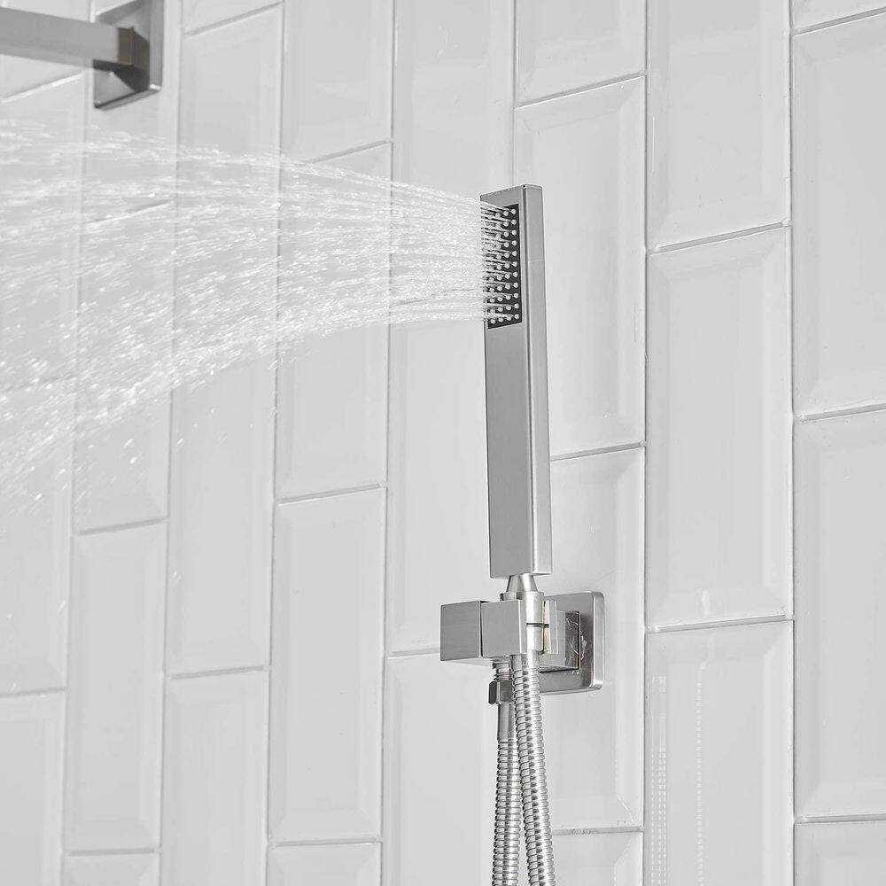 Brushed Nickel 10-Inch Rain Shower System with Handheld and Valve
