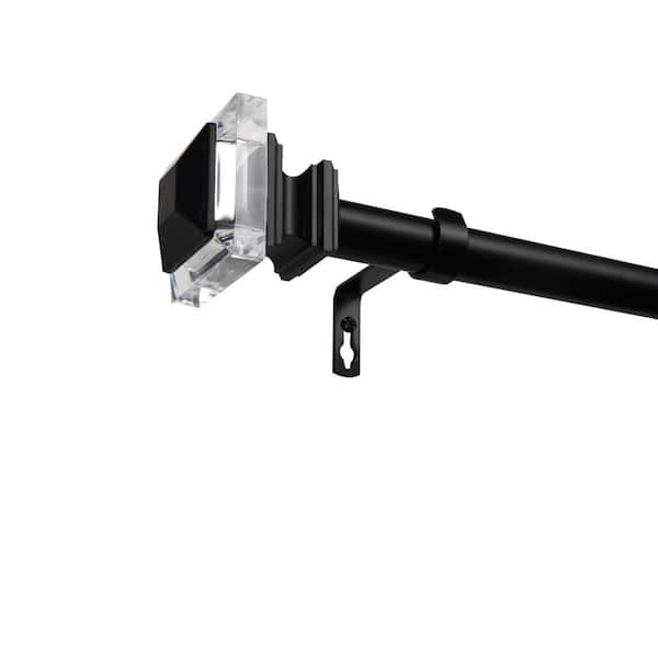 EXCLUSIVE HOME 66 in. to 120 in. Prism Adjustable Length 1 in. Dia. Single Curtain Rod Kit in Matte Black